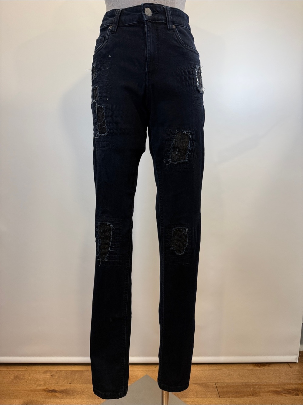 Carreli Angela Fit Black Distressed Sequin Jeans 29/6